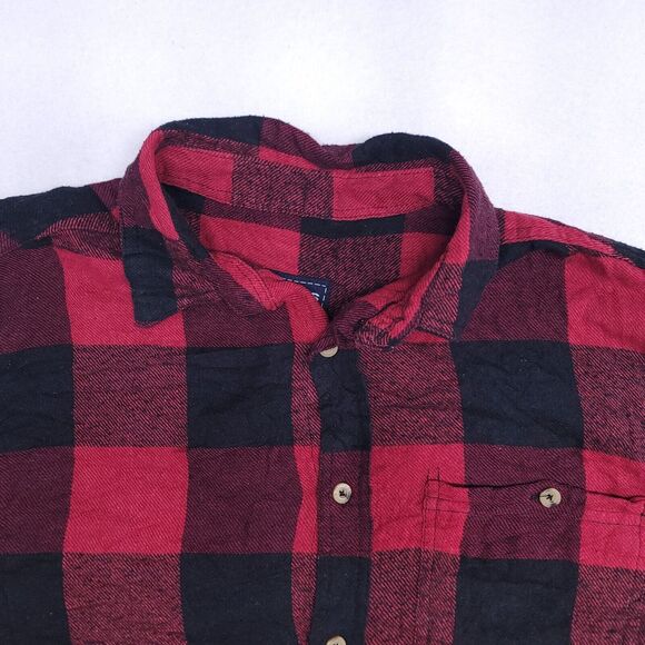 Smiths Workwear Buffalo Check Flannel Long Sleeve Button Shirt Mens Size M Red - Picture 1 of 10